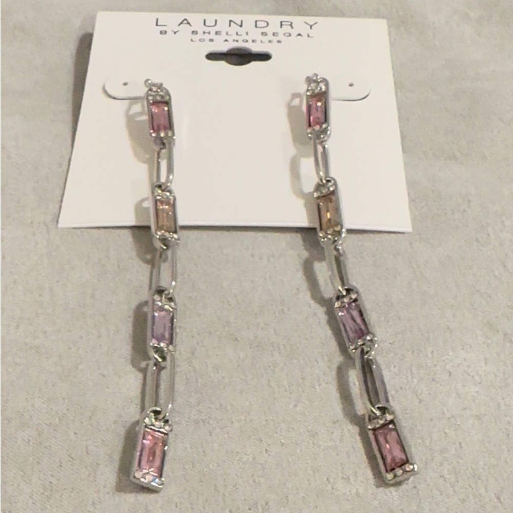 Laundry by Shelli Segal Silver & Pink‎ Linear Drop Earrings